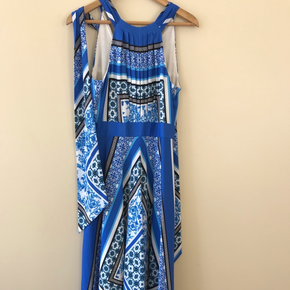 Scarf Print Halter Crepe de Chine maxi dress